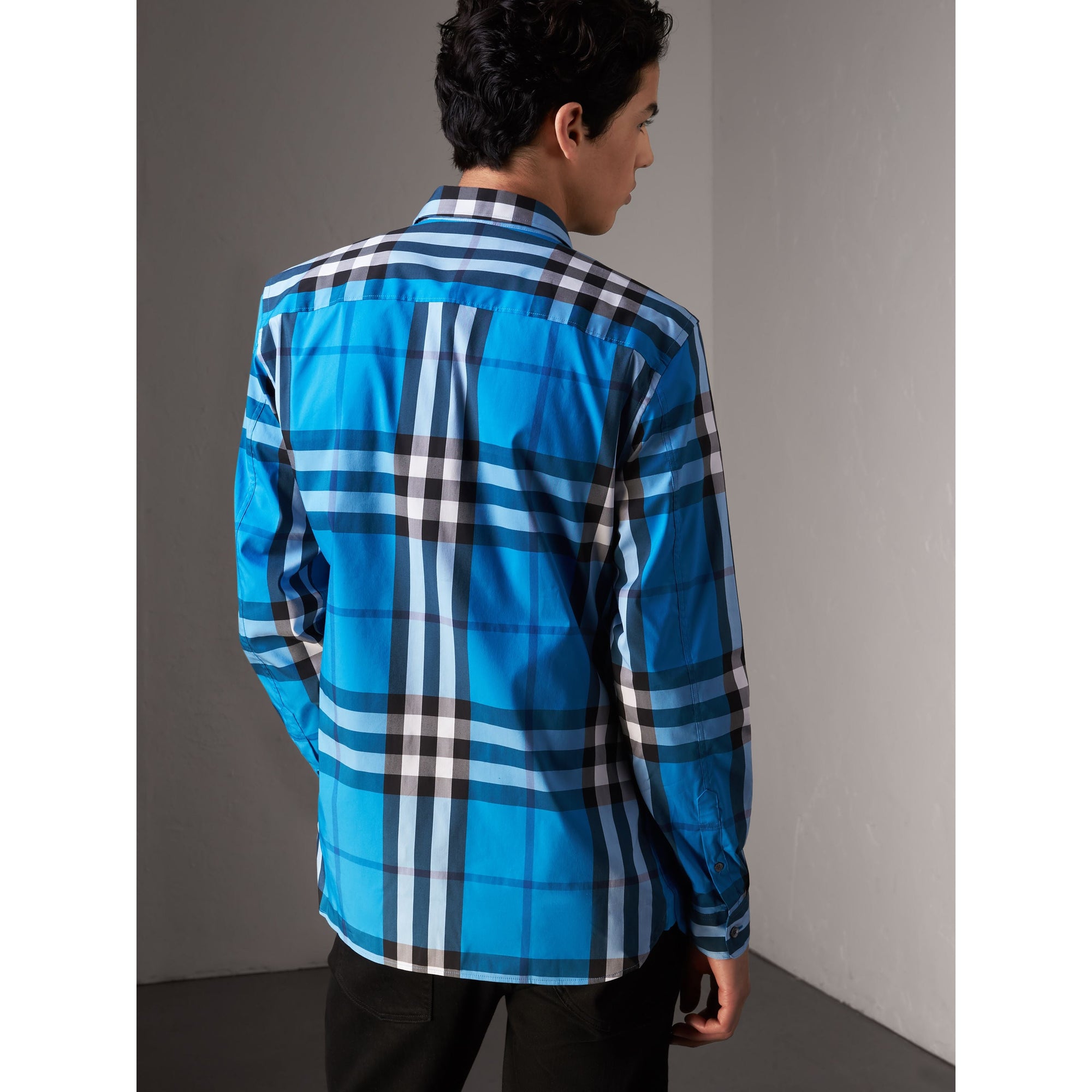 Chemise en coton extensible à motif check - Bright Blue