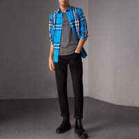 Chemise en coton extensible à motif check - Bright Blue