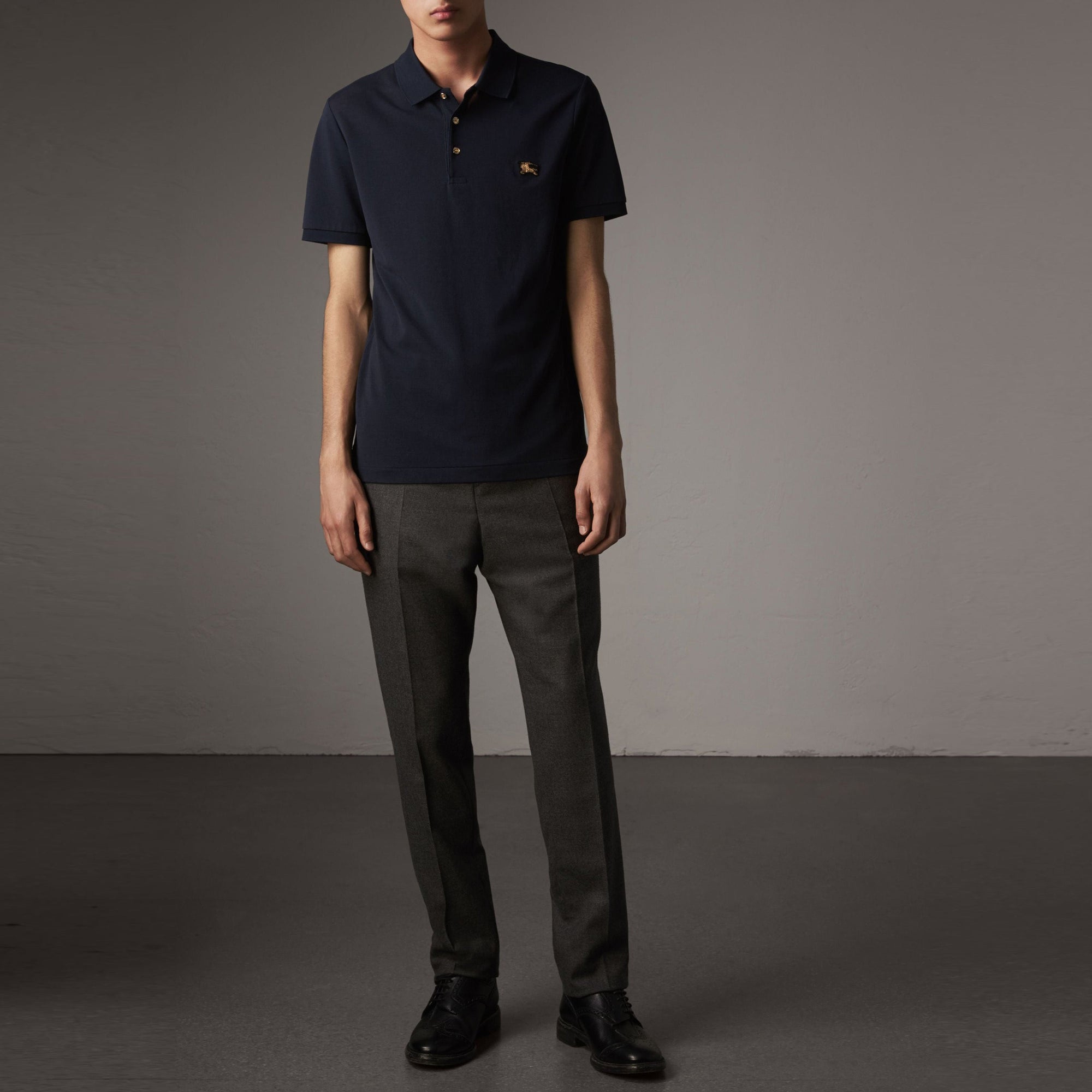 Polo en piqué de coton - Navy