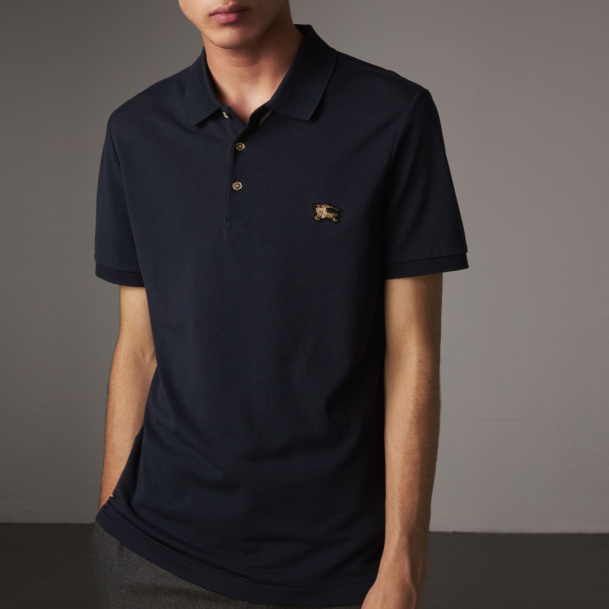 Polo en piqué de coton - Navy