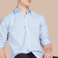 Chemise en coton à motif check - City Blue