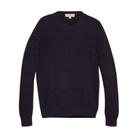 Pull léger en jacquard de soie et laine à motif check - Navy