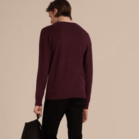 Pull en cachemire et coton à motif check graphique - Burgundy Red