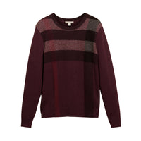 Pull en cachemire et coton à motif check graphique - Burgundy Red