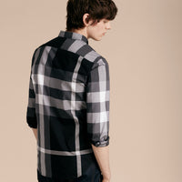 Chemise en coton à motif check - Black