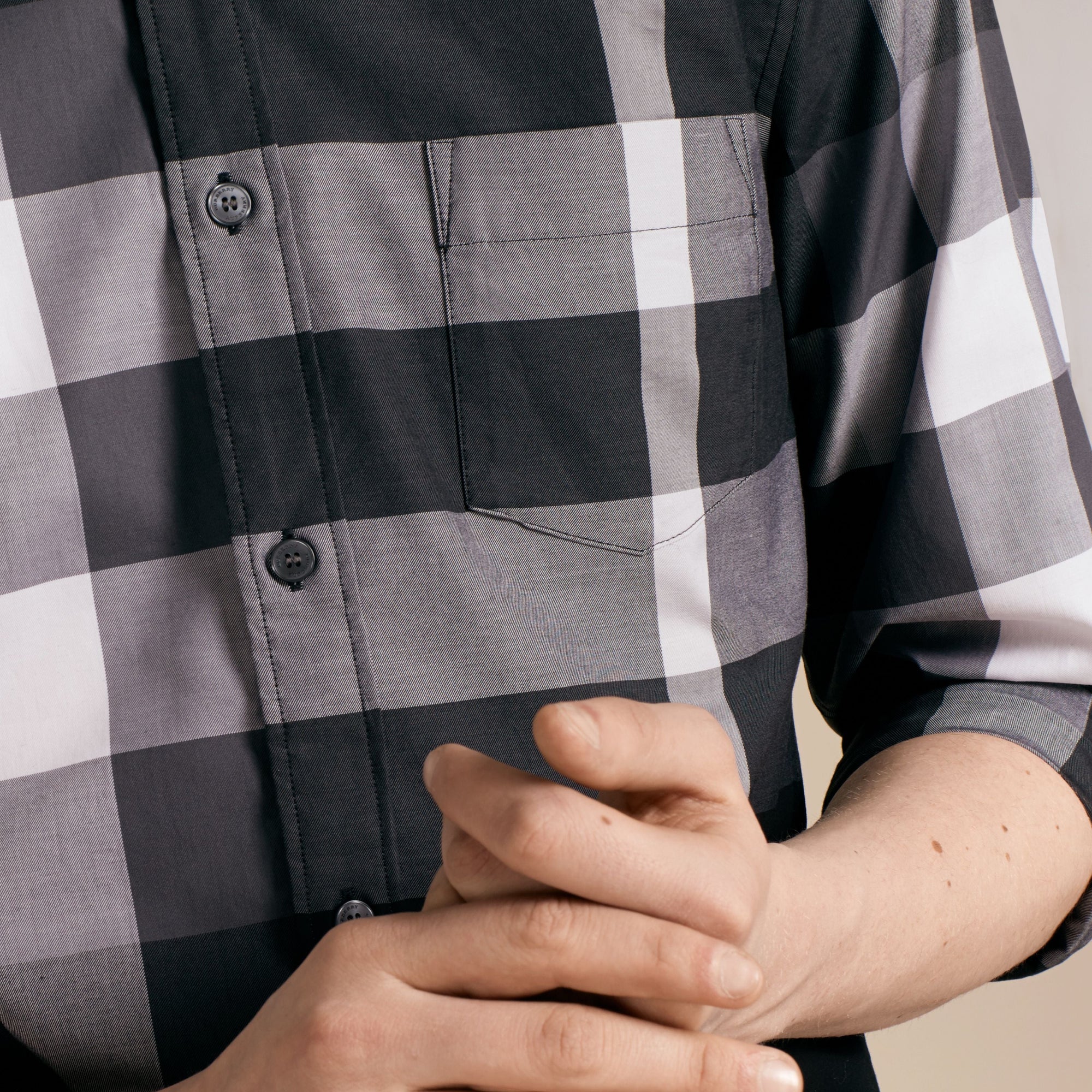 Chemise en coton à motif check - Black