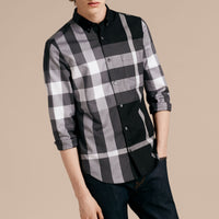 Chemise en coton à motif check - Black