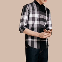 Chemise en coton à motif check - Black