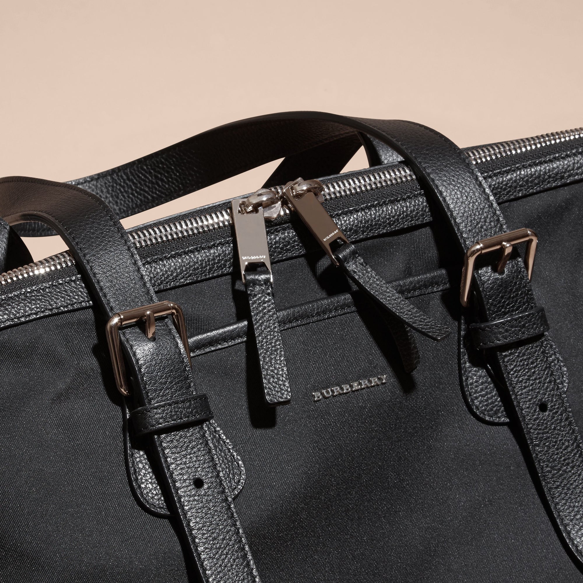 Sac tote avec bordure en cuir - Black