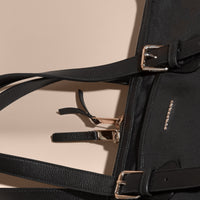 Sac tote avec bordure en cuir - Black