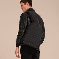 Sac à dos en nylon avec éléments en cuir - Black