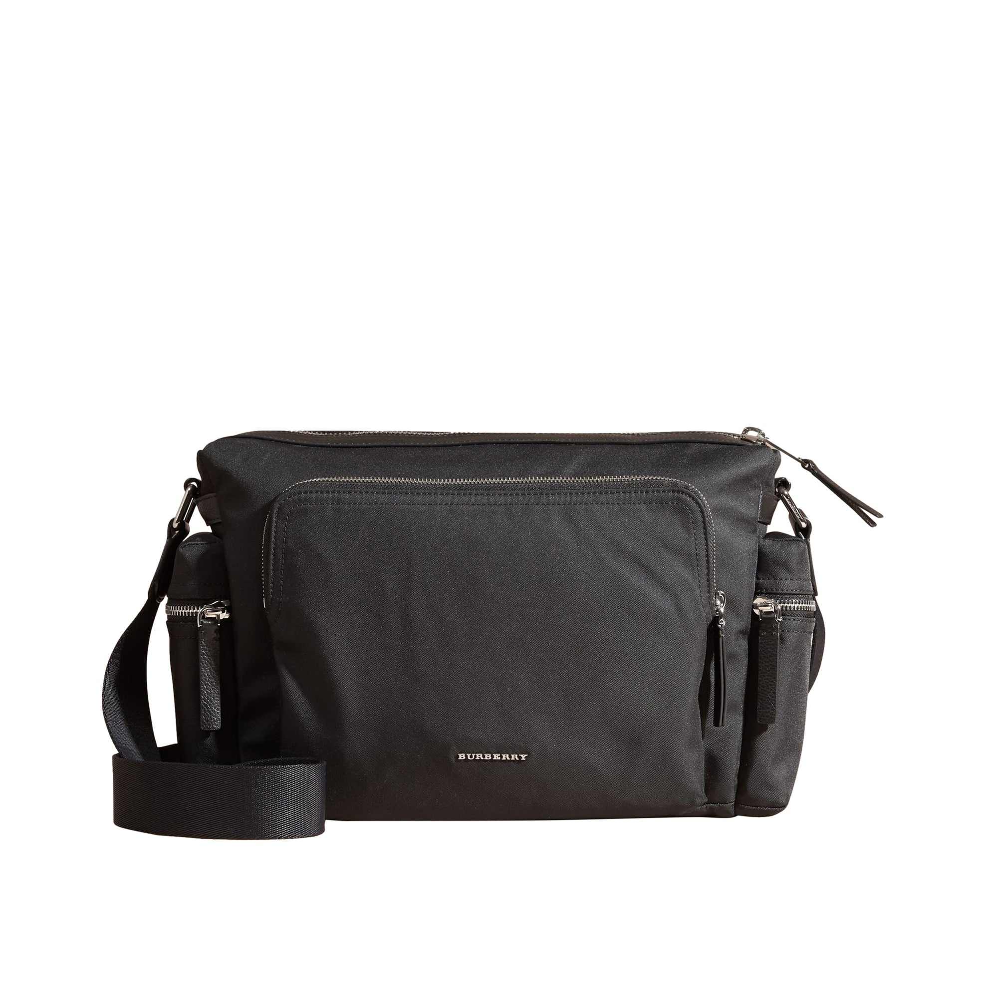 Sac Messenger avec bordure en cuir - Black