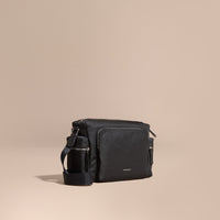 Sac Messenger avec bordure en cuir - Black
