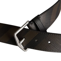 Ceinture à motif London check avec éléments en cuir - Chocolate & Black