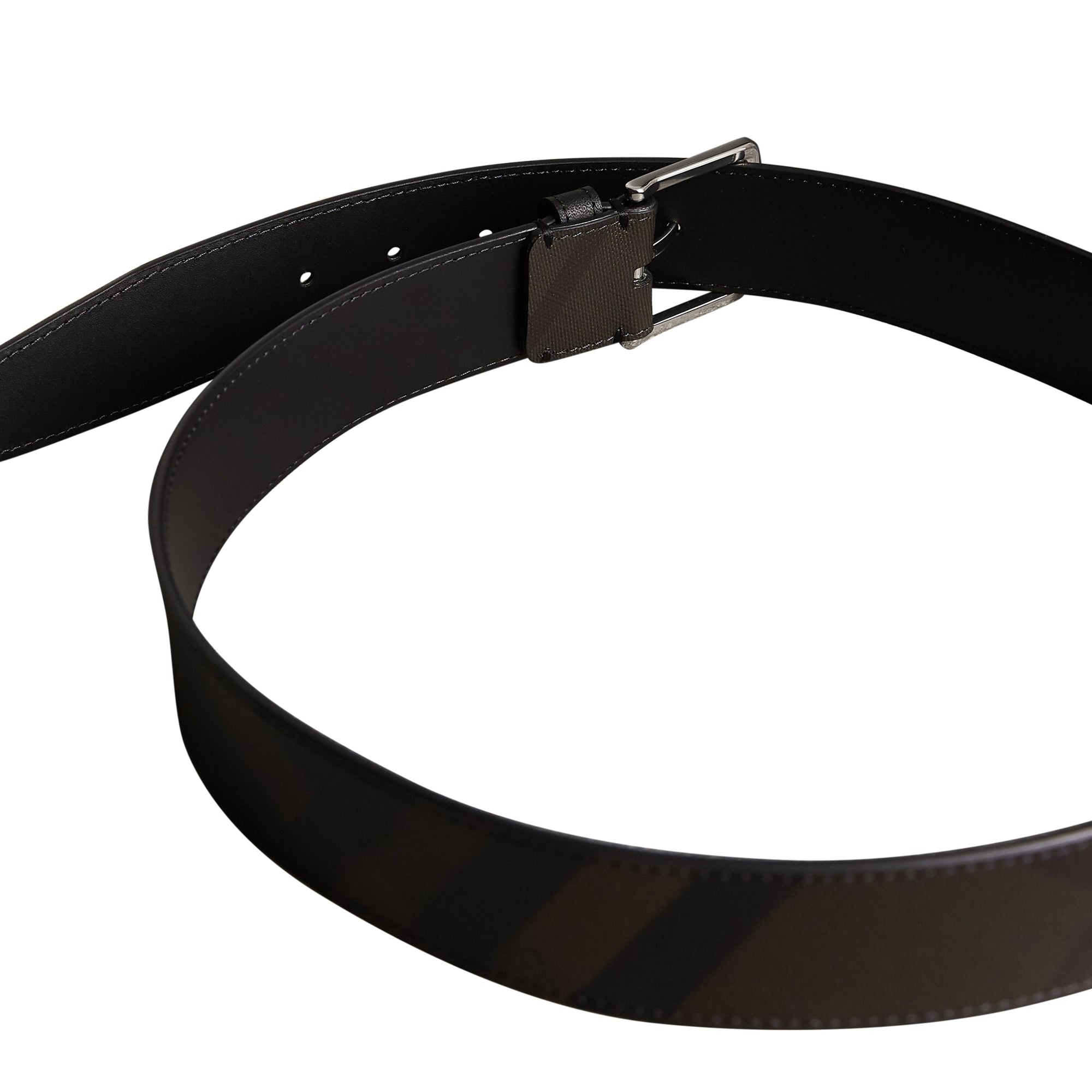 Ceinture à motif London check avec éléments en cuir - Chocolate & Black