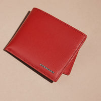Portefeuille à rabat en cuir London - Dark Military Red