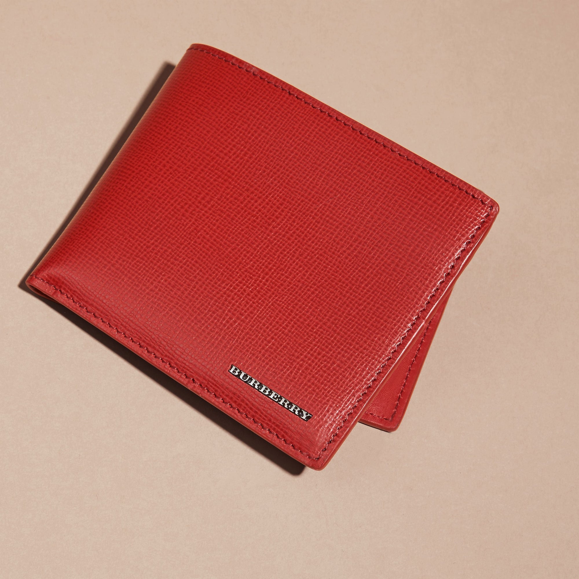 Portefeuille à rabat en cuir London - Dark Military Red