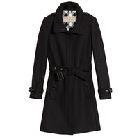 Manteau en laine technique et cachemire avec col entonnoir - Black