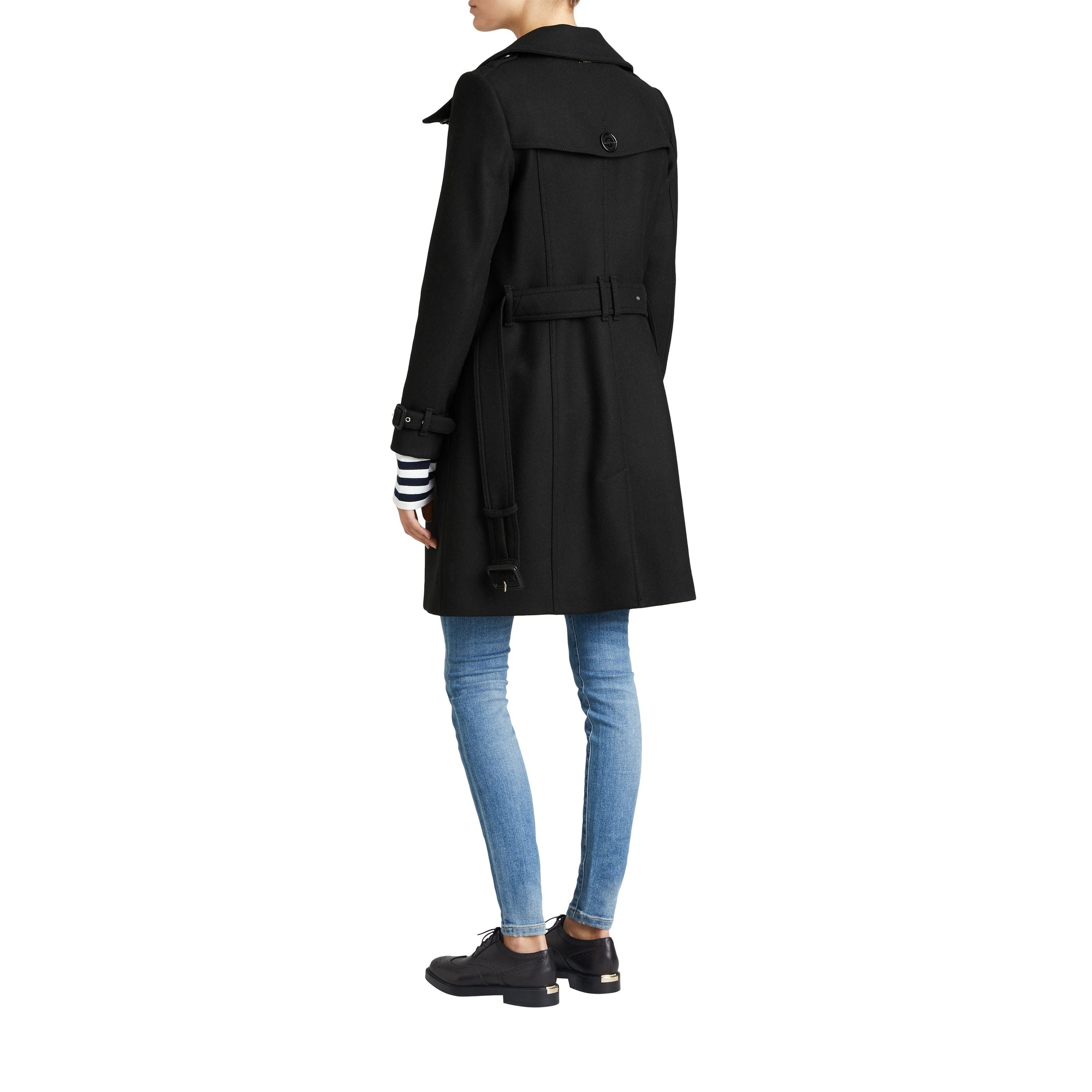 Manteau en laine technique et cachemire avec col entonnoir - Black