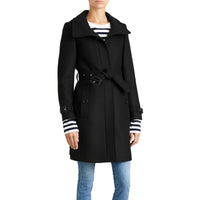 Manteau en laine technique et cachemire avec col entonnoir - Black
