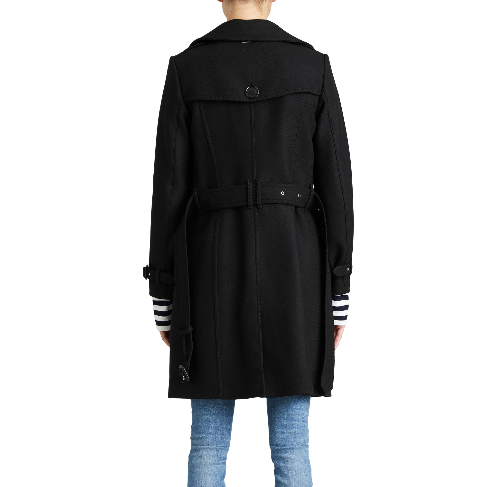 Manteau en laine technique et cachemire avec col entonnoir - Black