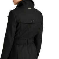 Manteau en laine technique et cachemire avec col entonnoir - Black