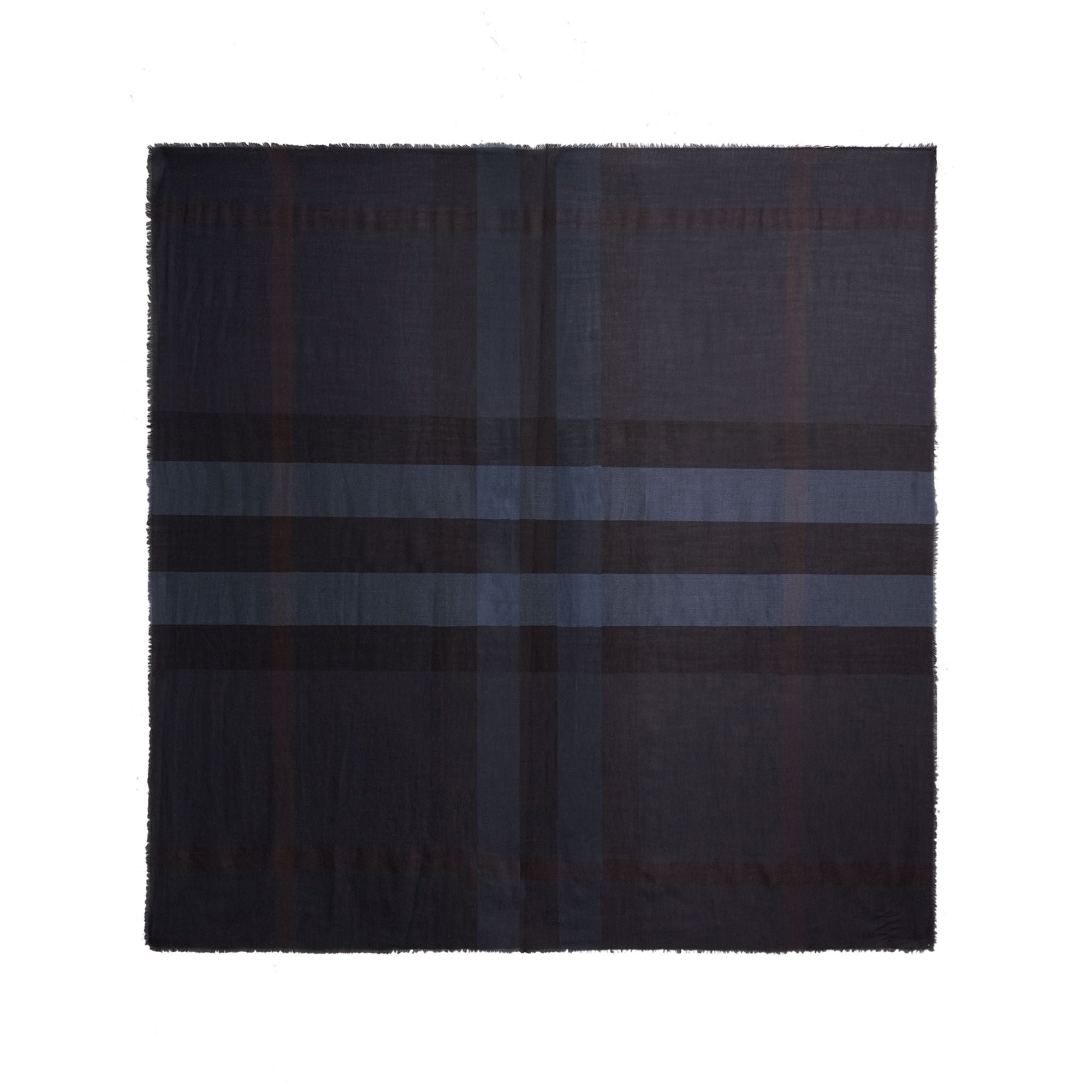Grand carré léger en modal soie et laine à motif check - Navy