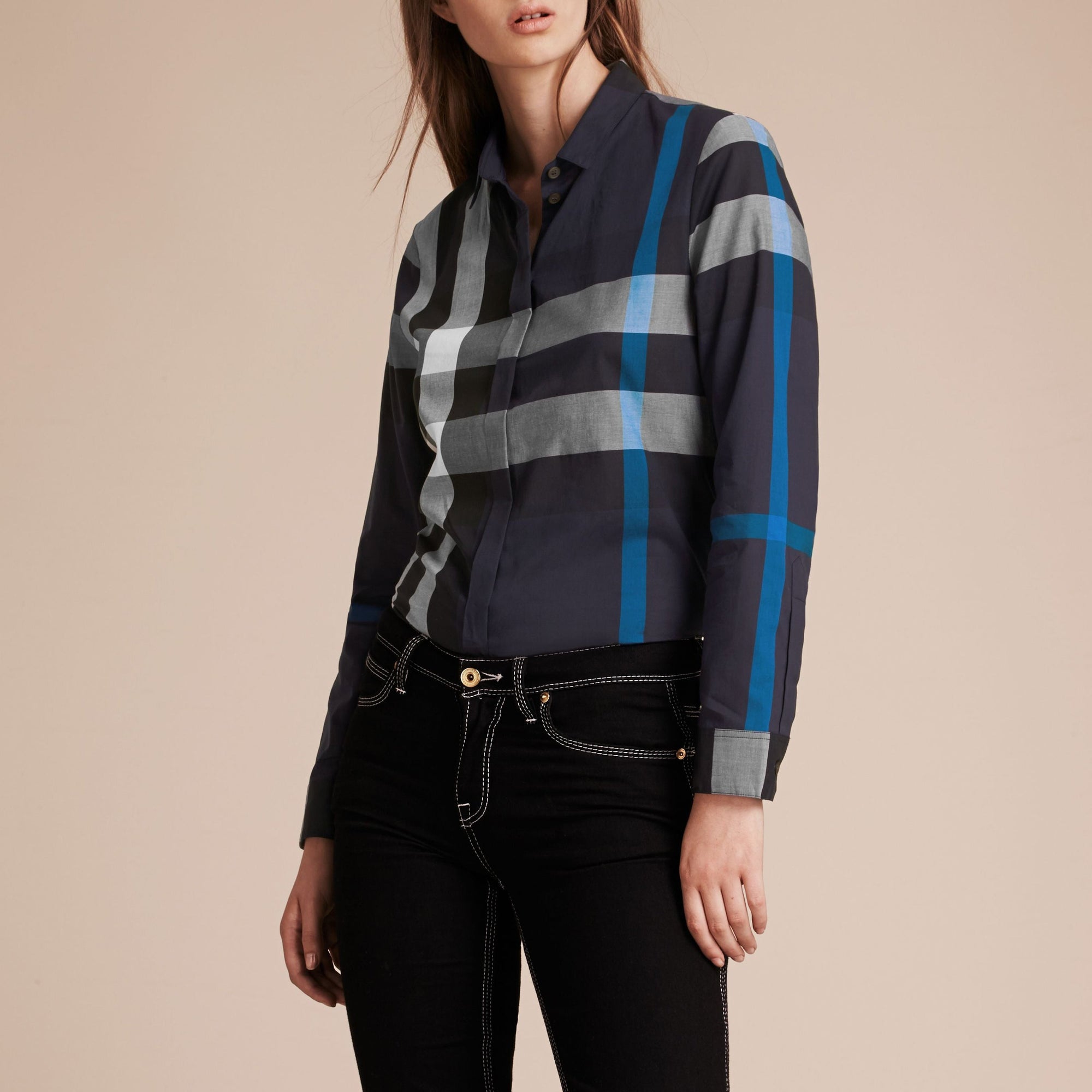Chemise en coton à motif check - Navy Check