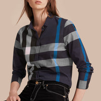 Chemise en coton à motif check - Navy Check