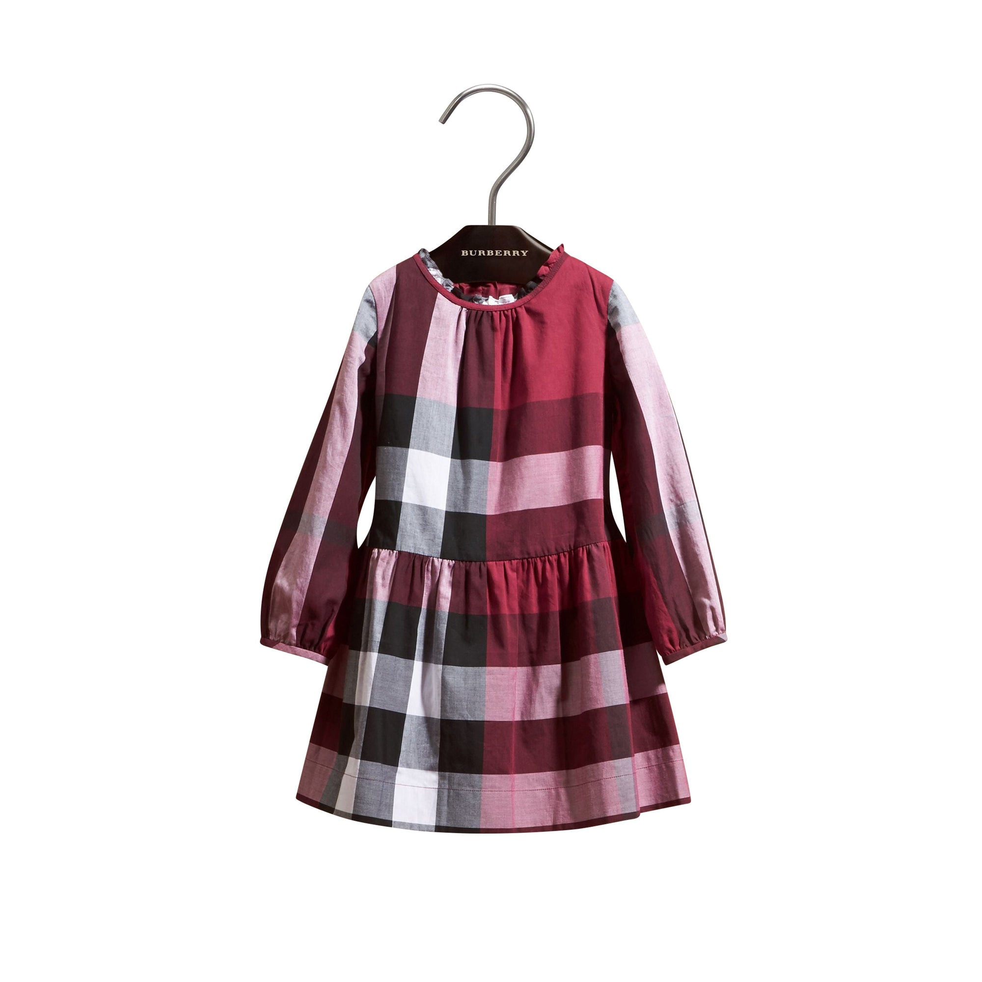 Robe en coton à motif check avec détails ruchés - Dark Plum Pink
