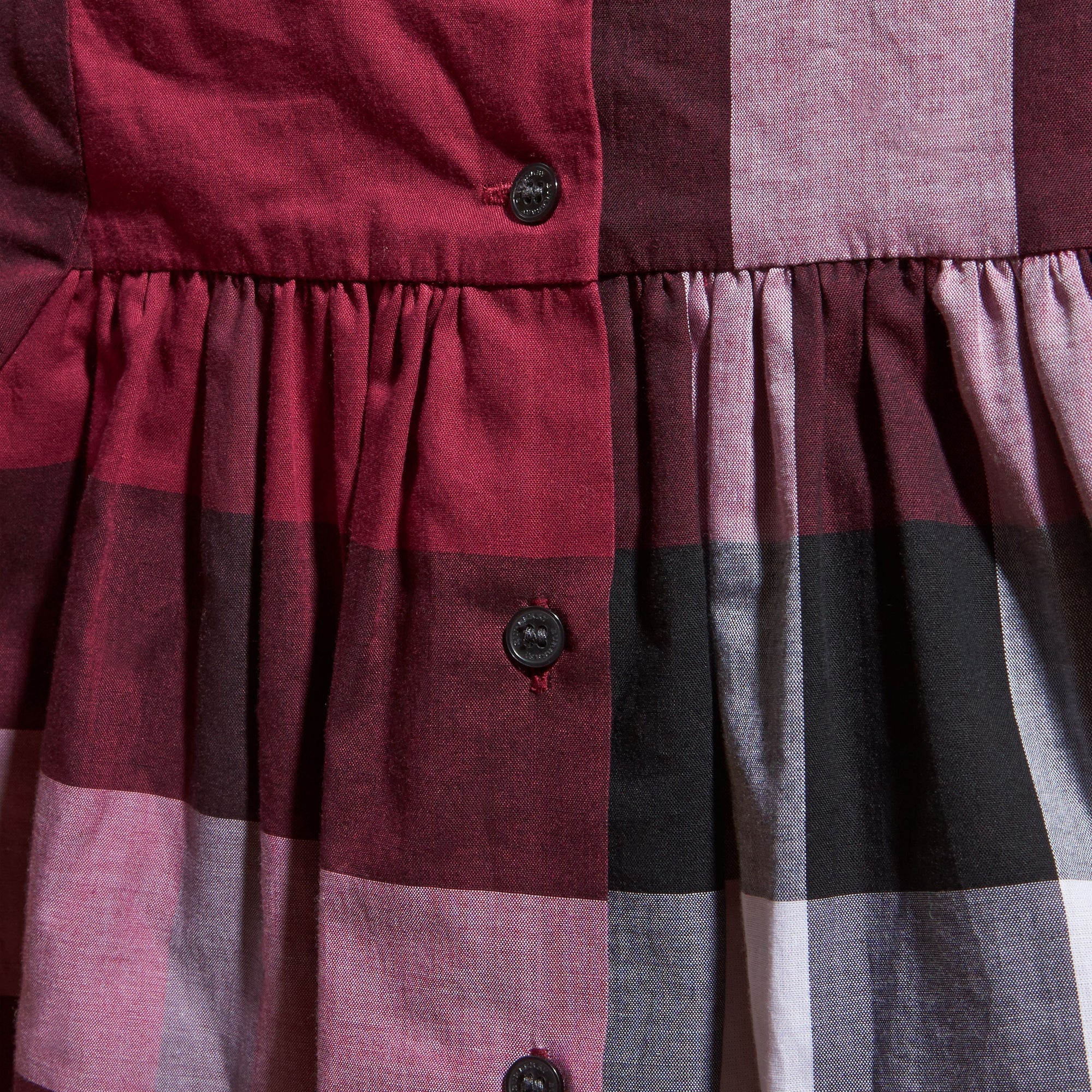 Robe en coton à motif check avec détails ruchés - Dark Plum Pink