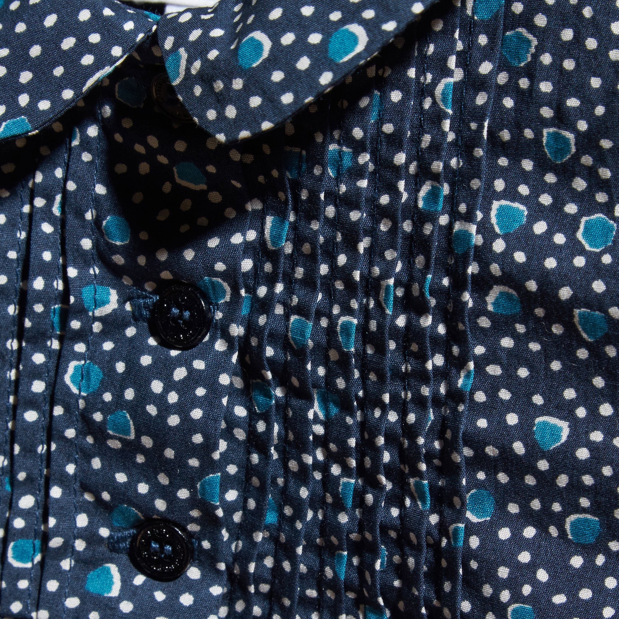 Robe en coton avec imprimé à pois arty et nervures - Pale Navy