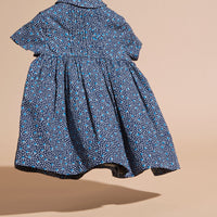 Robe en coton avec imprimé à pois arty et nervures - Pale Navy