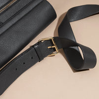 Sac Messenger en cuir grené - Black