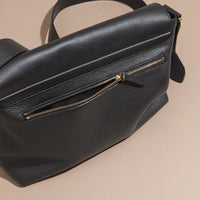 Sac Messenger en cuir grené - Black