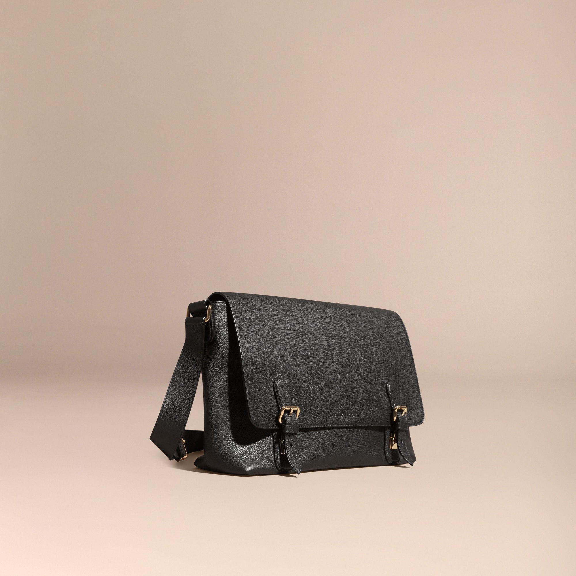 Sac Messenger en cuir grené - Black