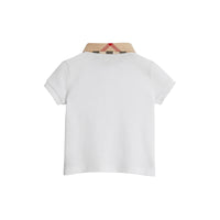 Polo en coton avec col à motif check - White