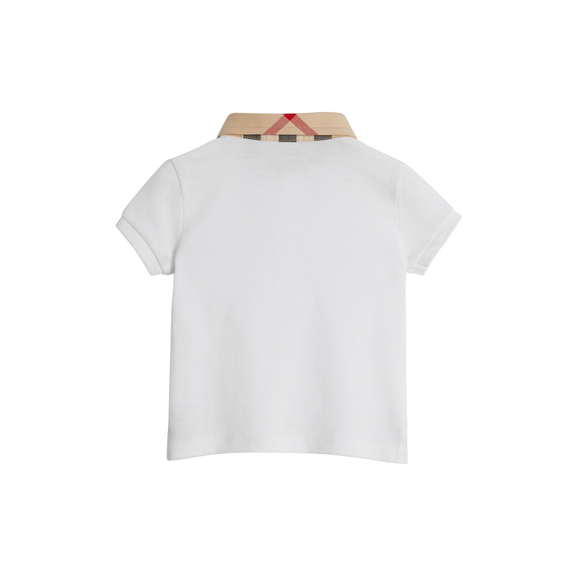 Polo en coton avec col à motif check - White