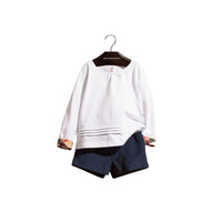 T-shirt à manches longues en coton avec motif check - White