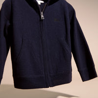 Haut en laine mérinos avec capuche et éléments à motif check - Navy