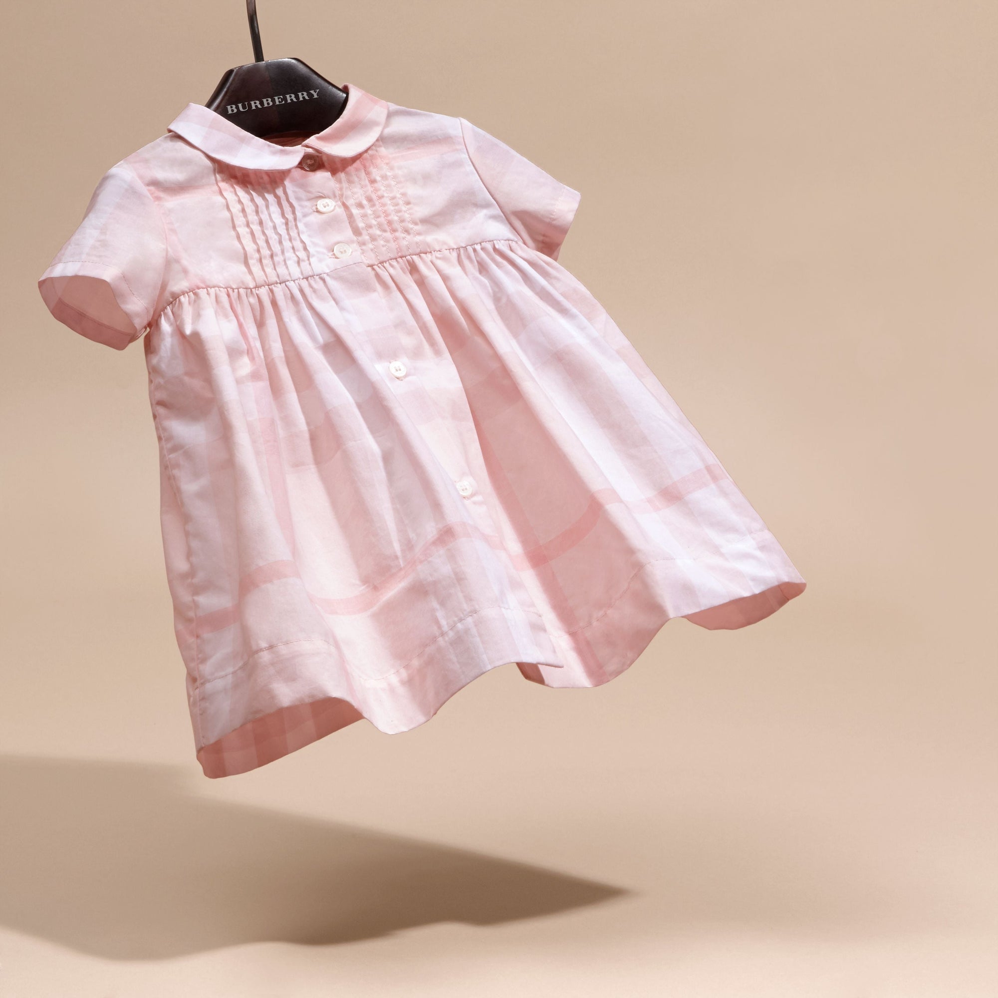 Robe et bloomer à plis en coton à motif check - Ice Pink