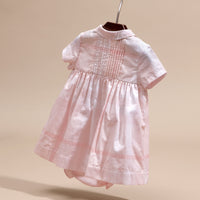 Robe et bloomer à plis en coton à motif check - Ice Pink