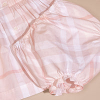 Robe et bloomer à plis en coton à motif check - Ice Pink
