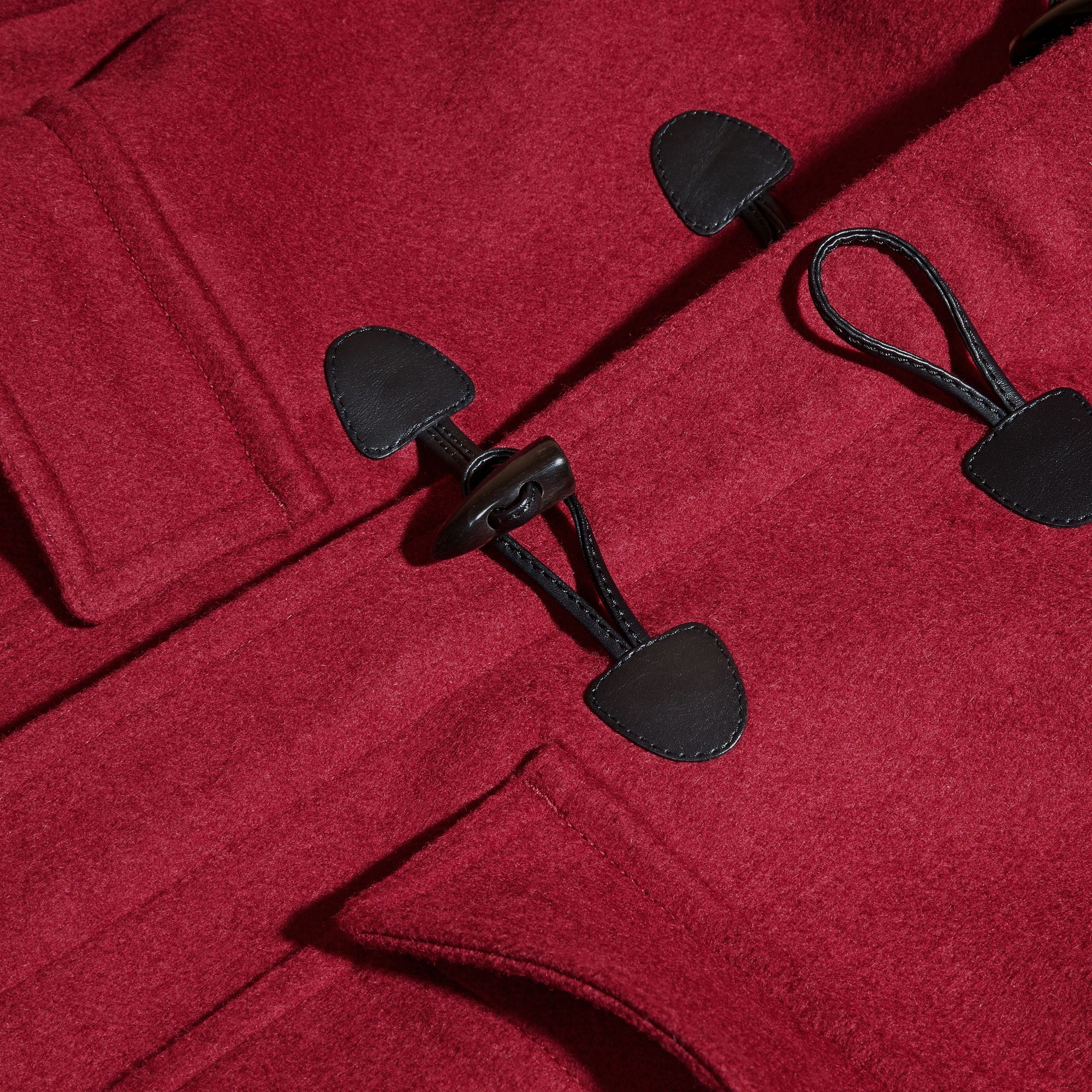 Duffle-coat en laine à capuche doublée du motif check - Claret Pink