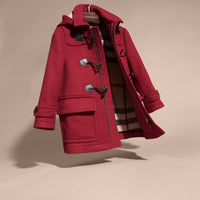 Duffle-coat en laine à capuche doublée du motif check - Claret Pink