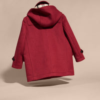 Duffle-coat en laine à capuche doublée du motif check - Claret Pink