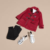 Duffle-coat en laine à capuche doublée du motif check - Claret Pink