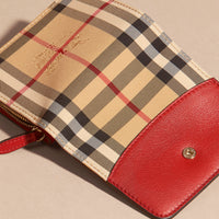 Portefeuille en tissu Horseferry check et cuir - Parade Red