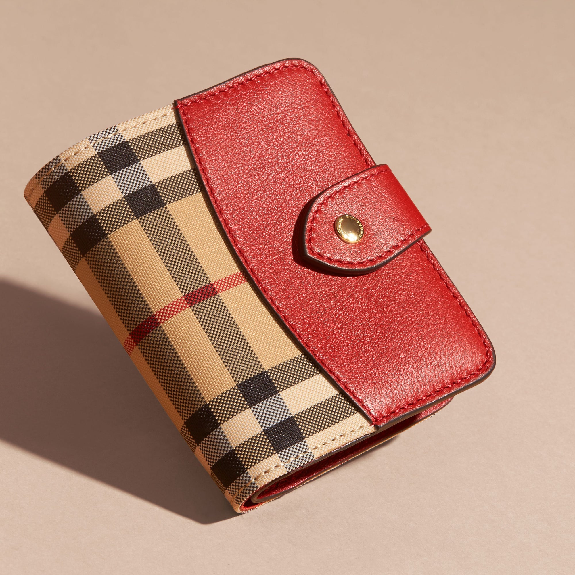 Portefeuille en tissu Horseferry check et cuir - Parade Red