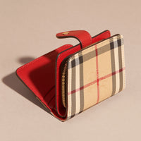 Portefeuille en tissu Horseferry check et cuir - Parade Red